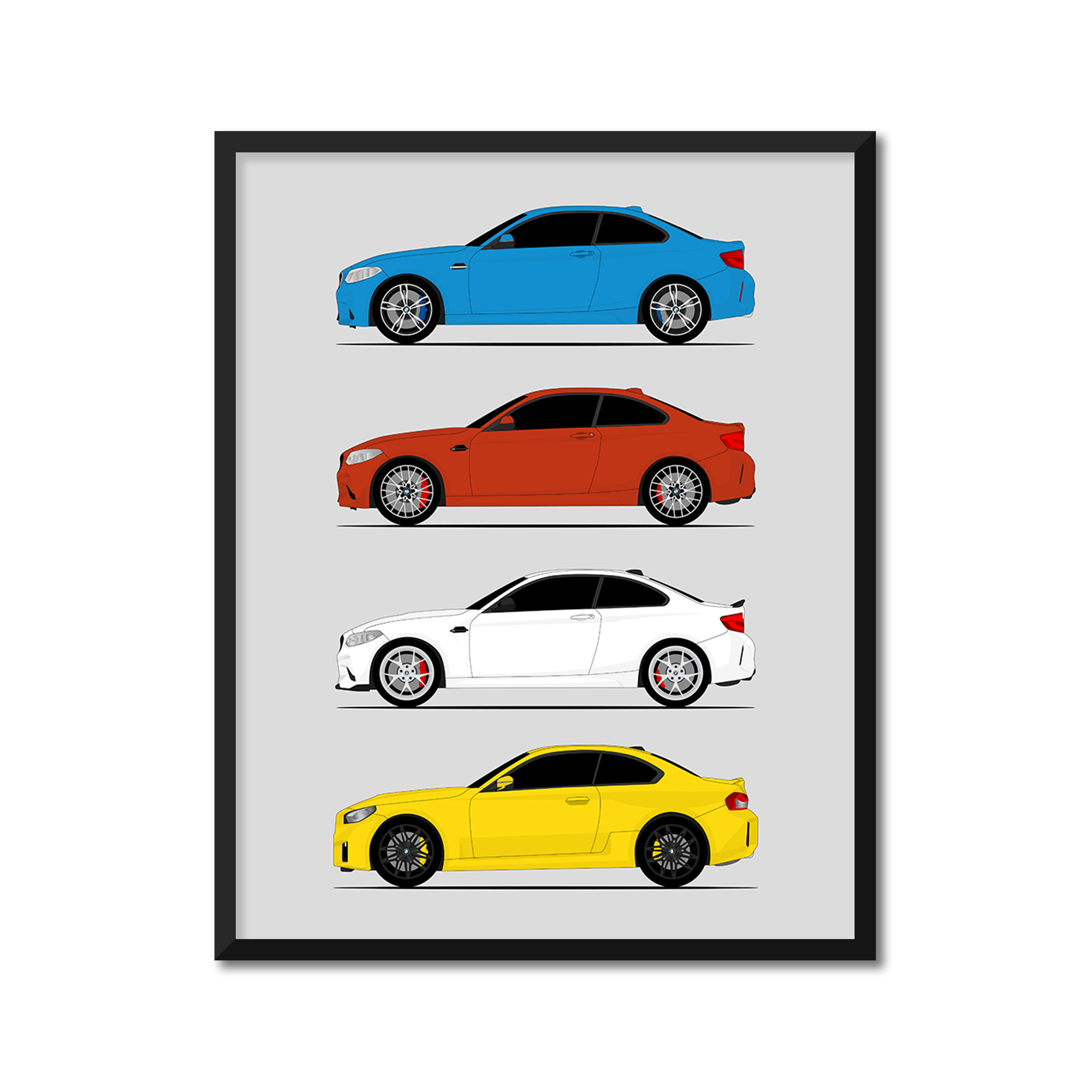 BMW M2 Generations History and Evolution Poster (Side Profile)