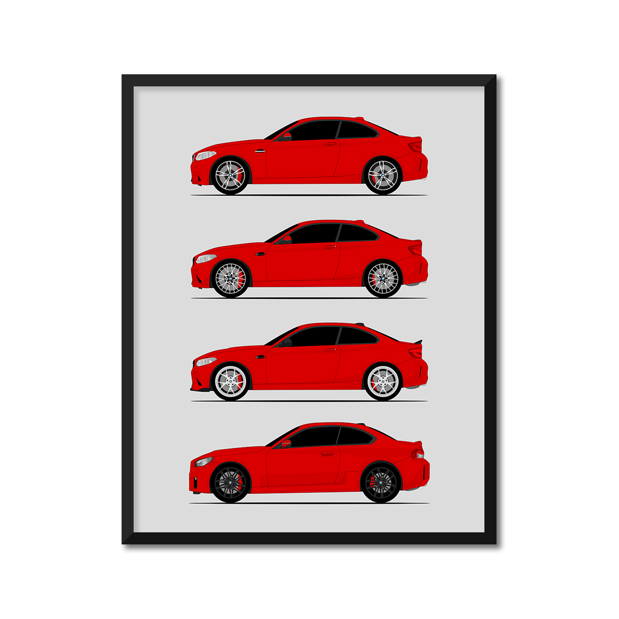 BMW M2 Generations History and Evolution Poster (Side Profile)