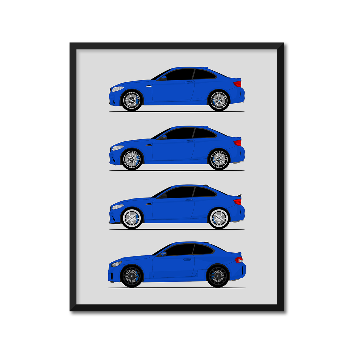 BMW M2 Generations History and Evolution Poster (Side Profile)