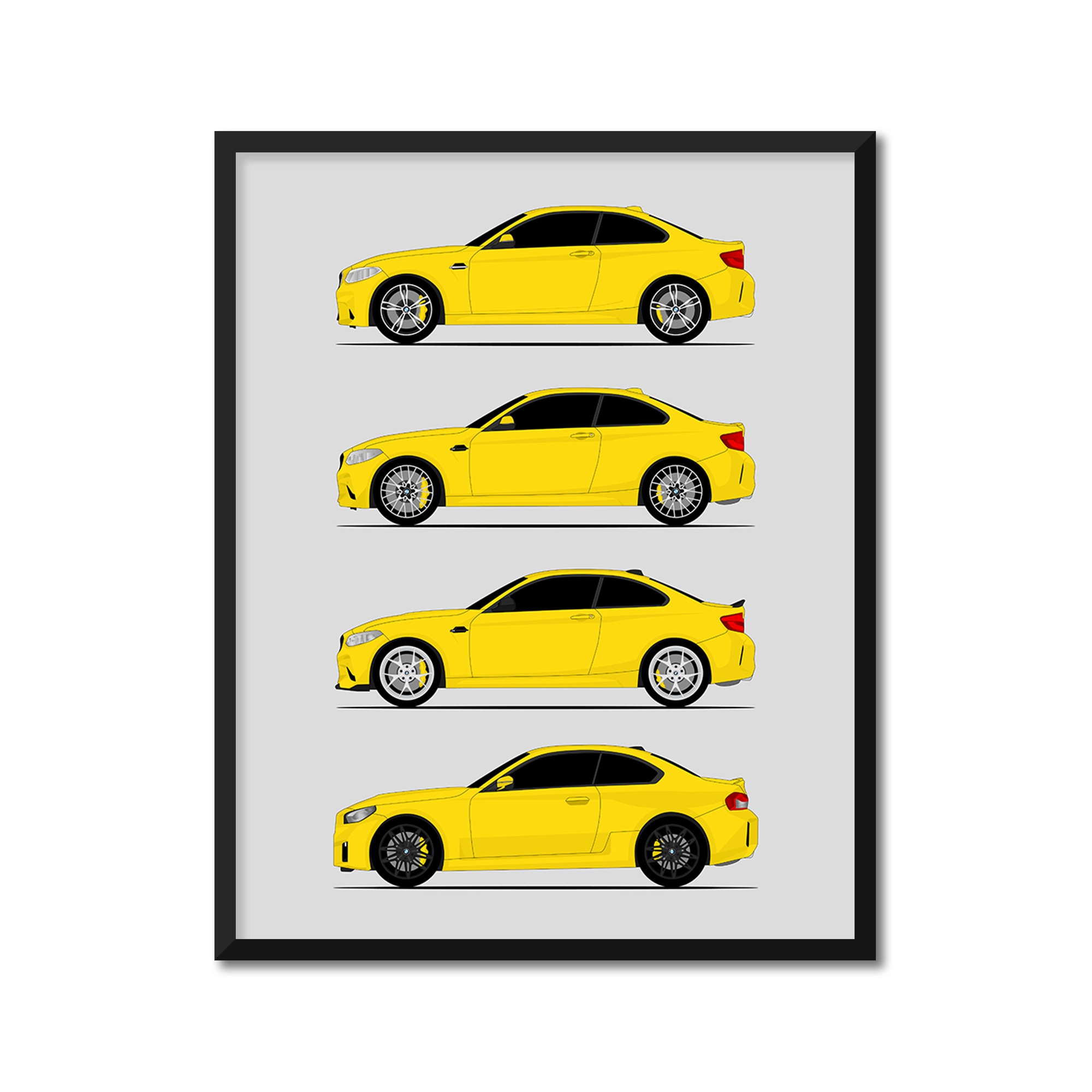 BMW M2 Generations History and Evolution Poster (Side Profile)