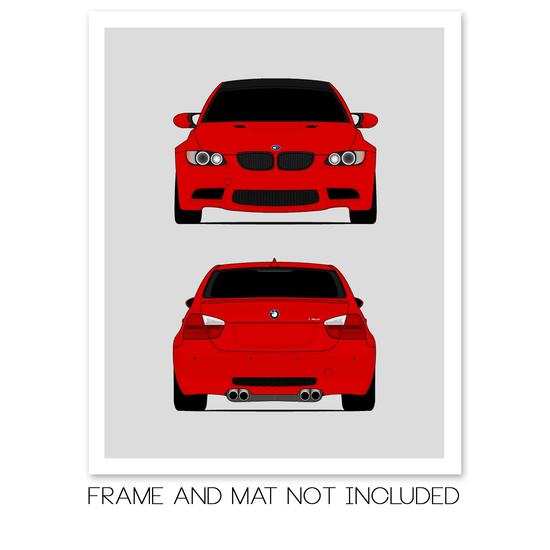BMW M3 Sedan (2007-2008) (Front and Rear) E90 Poster