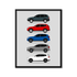 BMW X3 Generations History and Evolution Poster (Side Profile), framed with mat