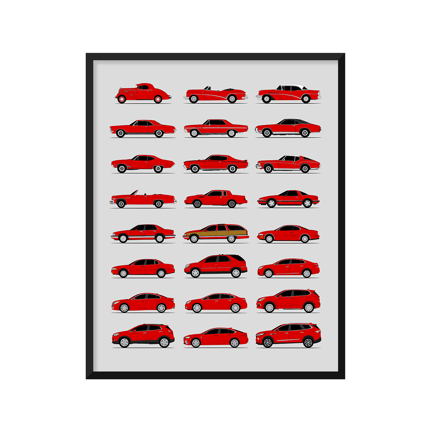 Buick History and Evolution Poster (Side Profile)