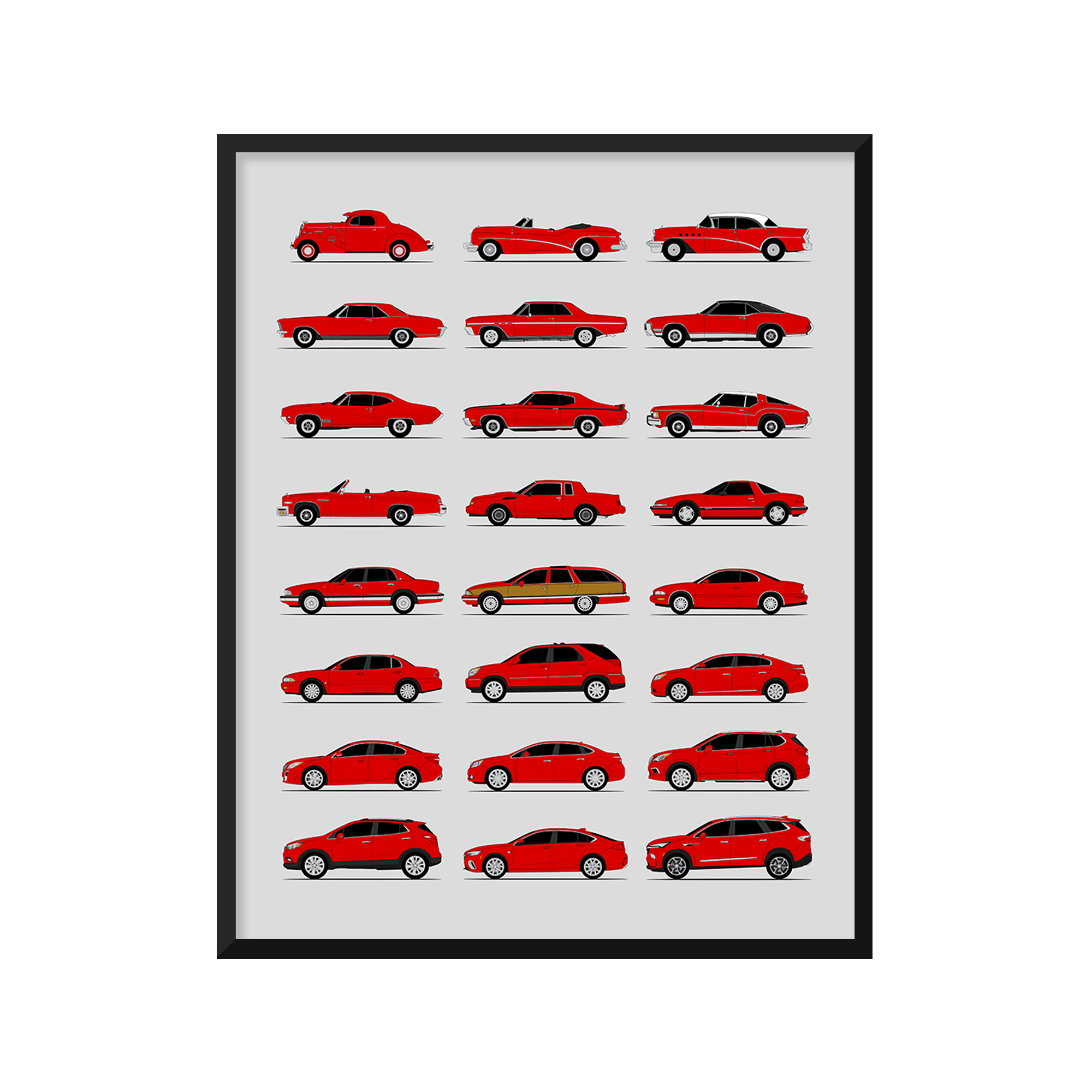 Buick History and Evolution Poster (Side Profile)