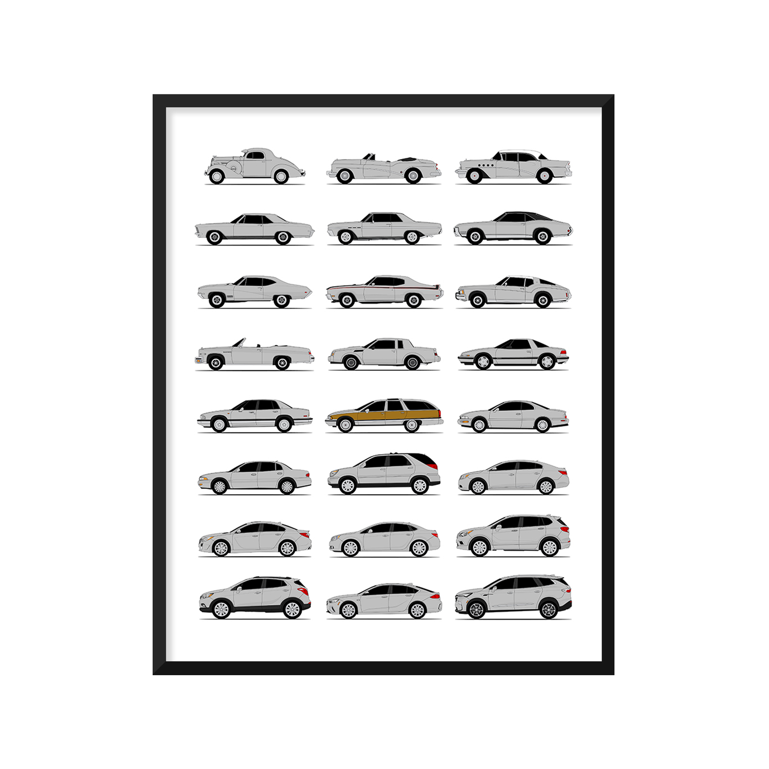 Buick History and Evolution Poster (Side Profile)