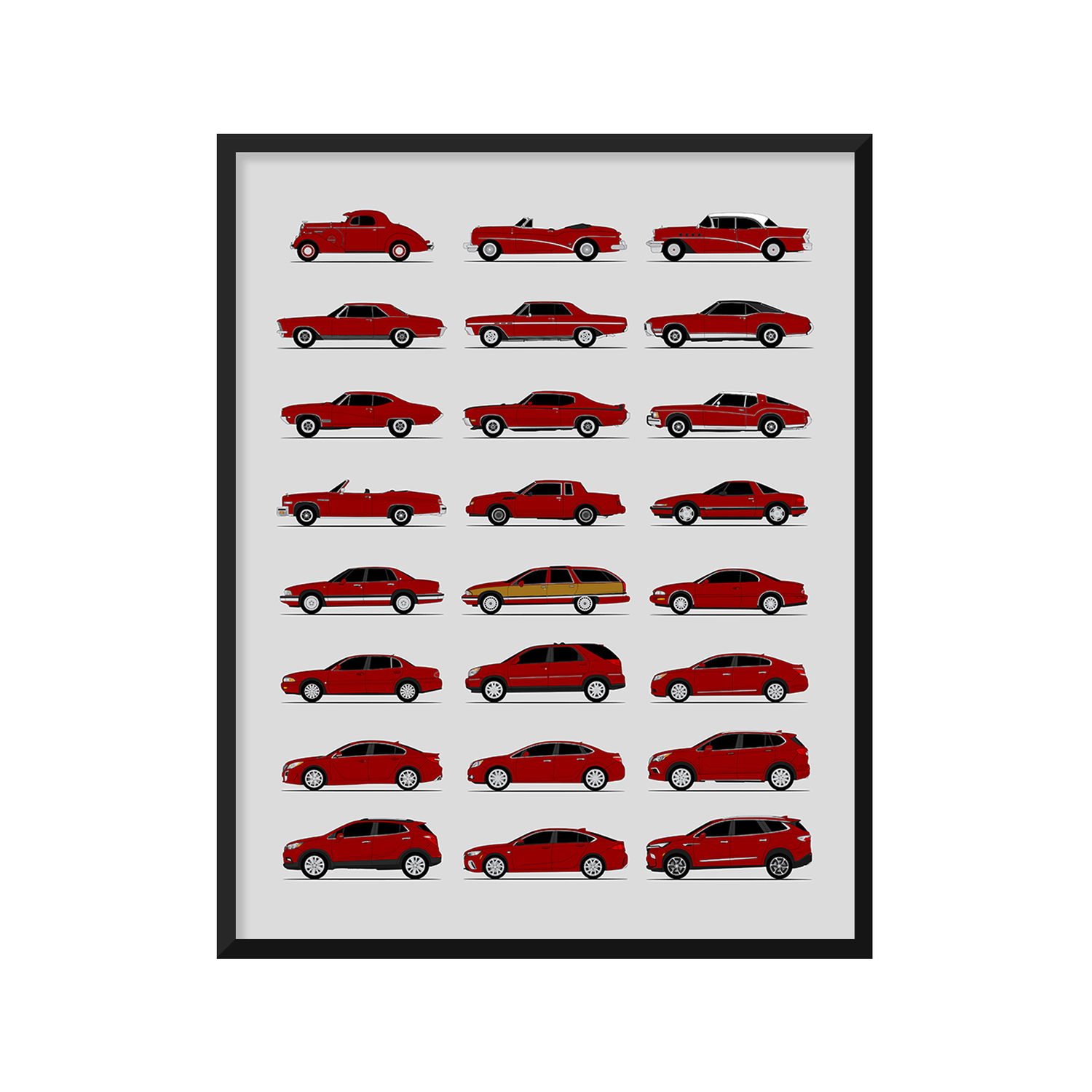 Buick History and Evolution Poster (Side Profile)