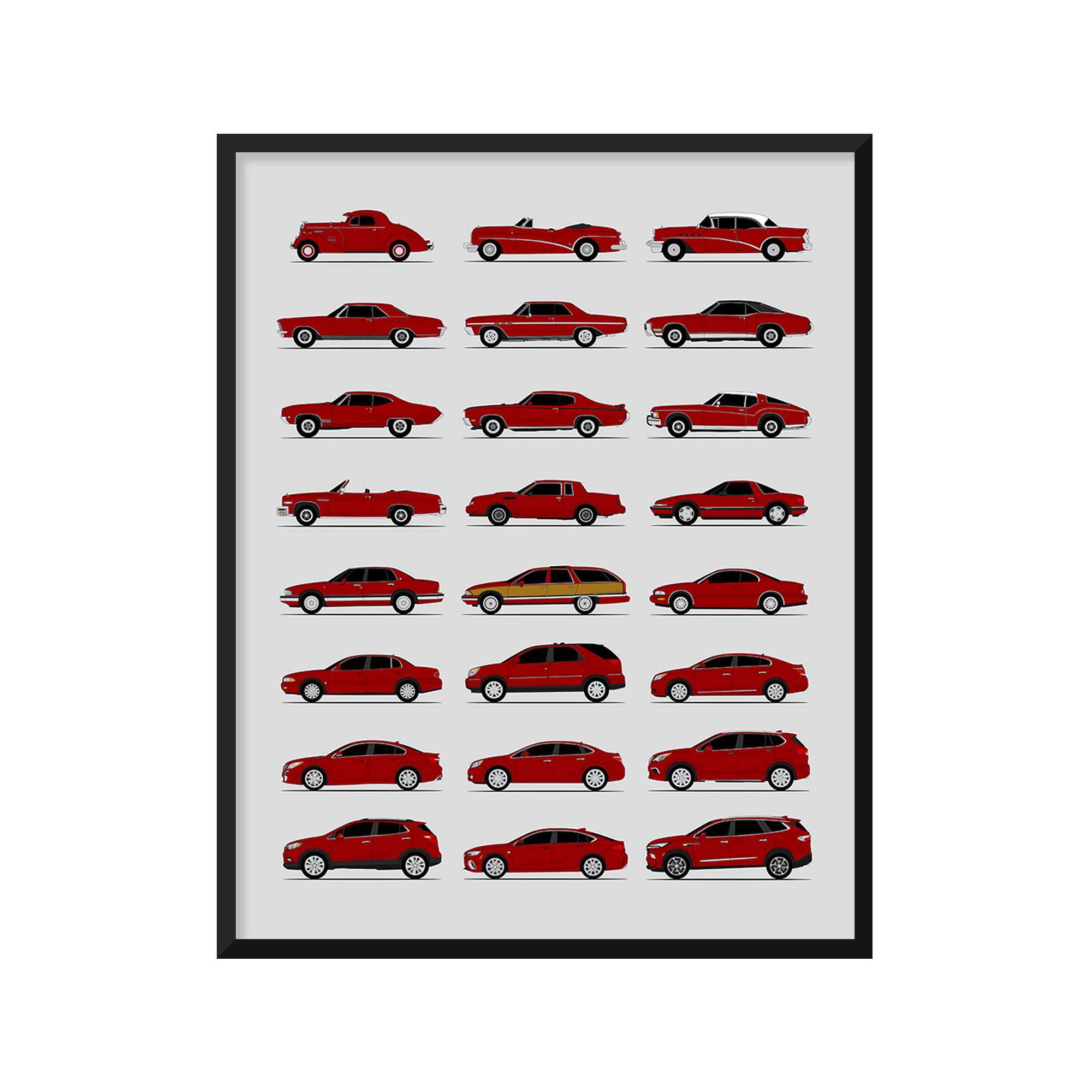 Buick History and Evolution Poster (Side Profile)