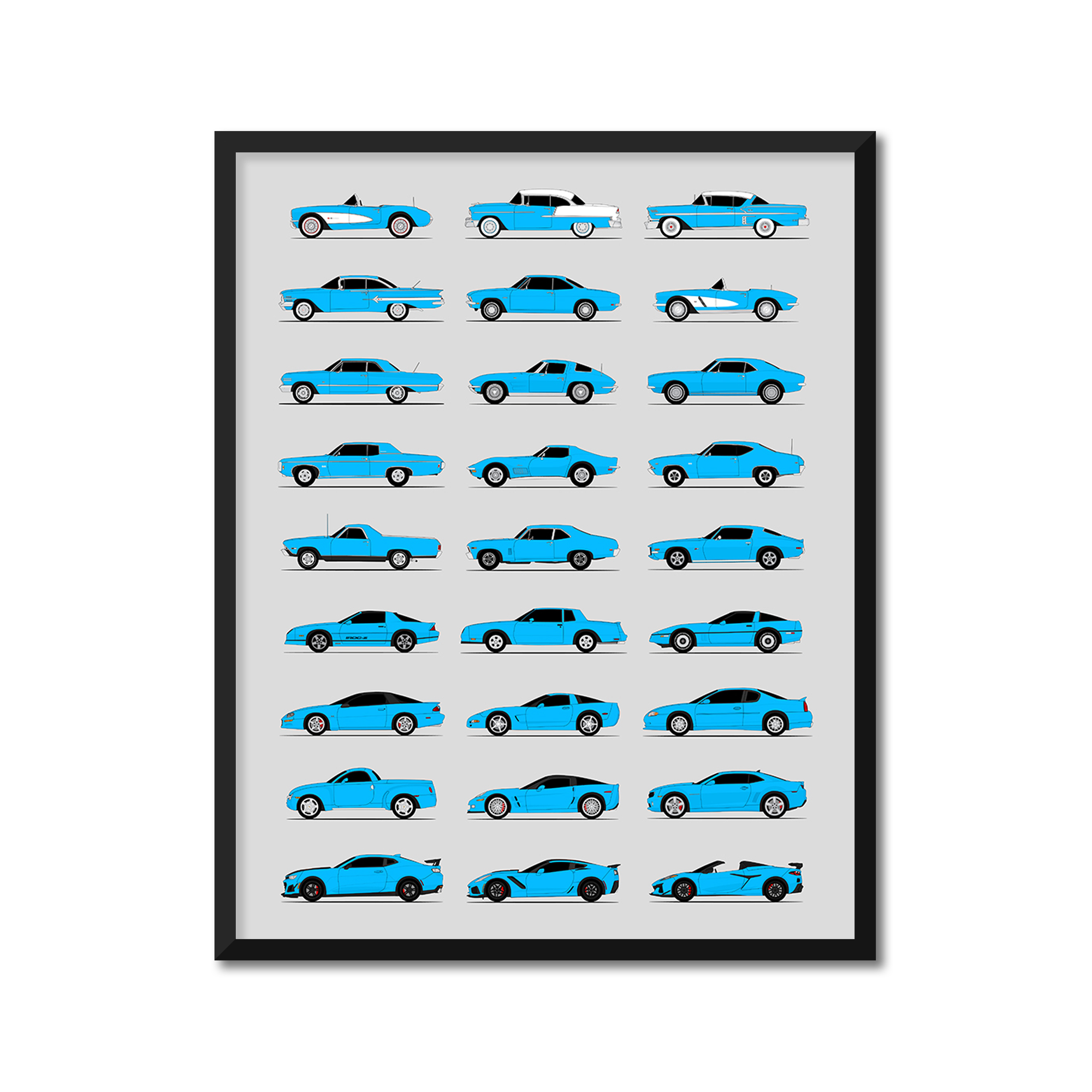 Chevy Best Generations History and Evolution Poster (Side Profile)