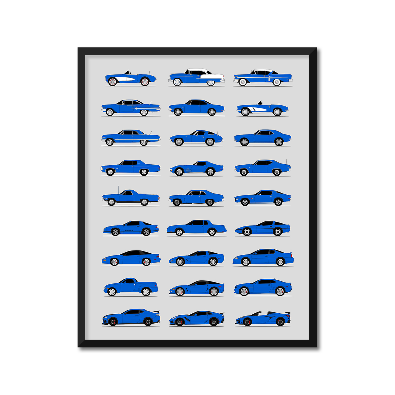 Chevy Best Generations History and Evolution Poster (Side Profile)