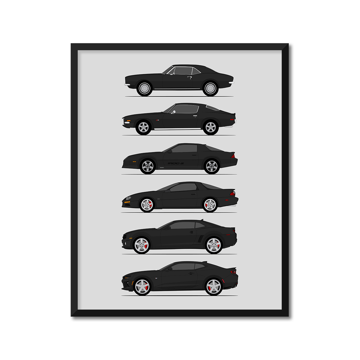 Chevy Camaro Generations (Side Profile)