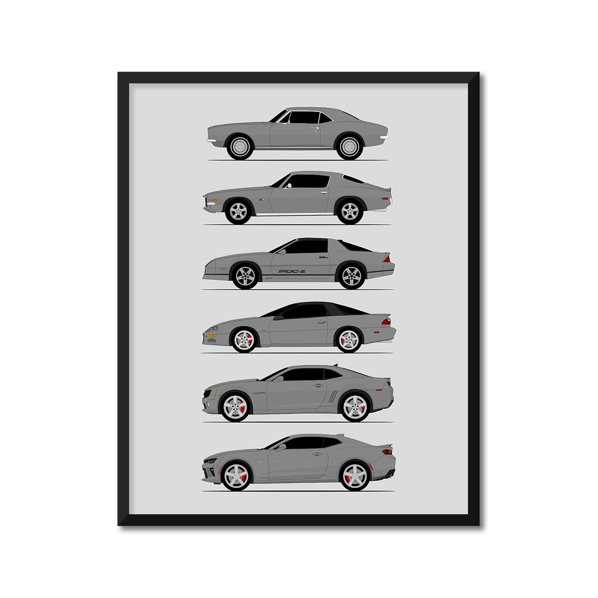 Chevy Camaro Generations (Side Profile)