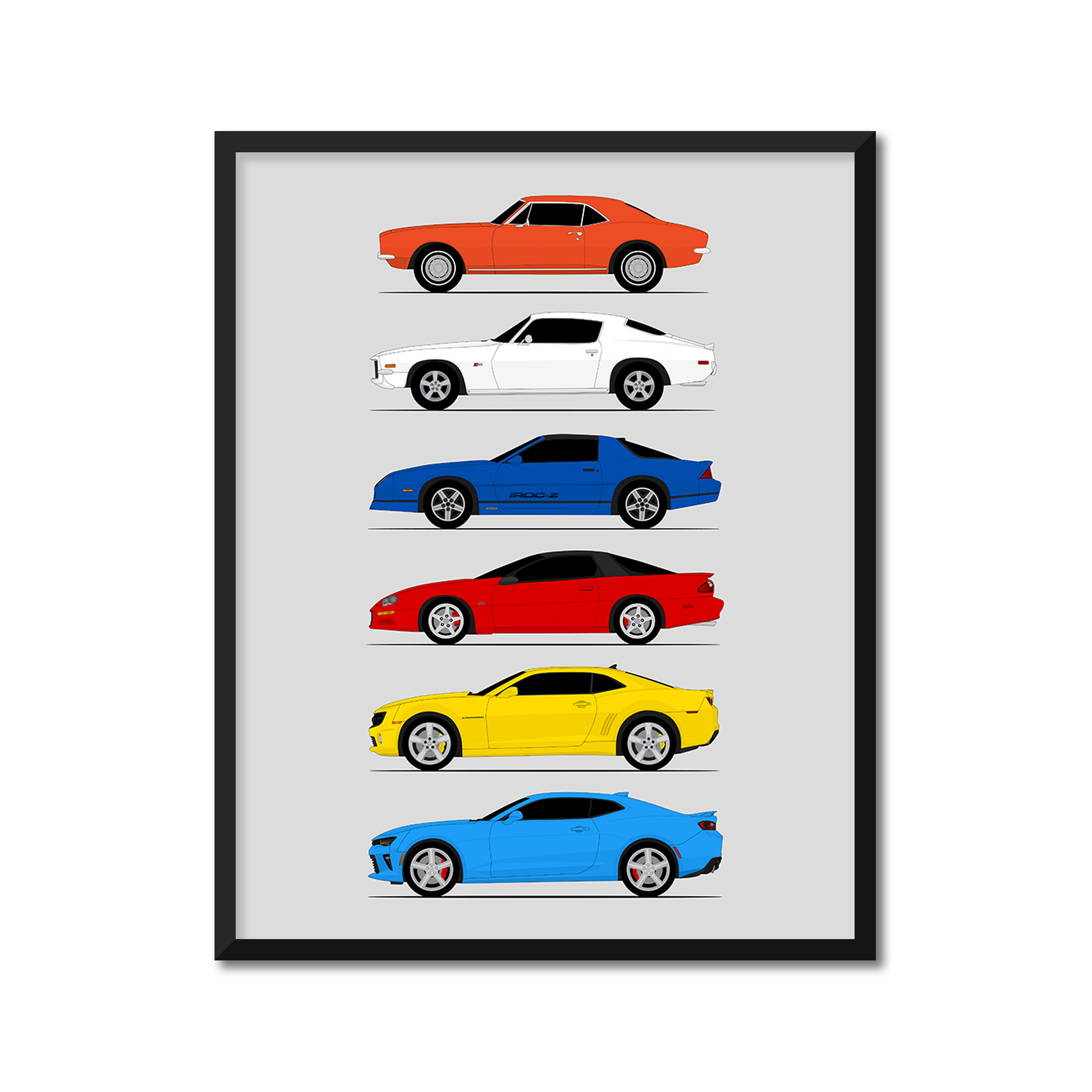 Chevy Camaro Generations (Side Profile)