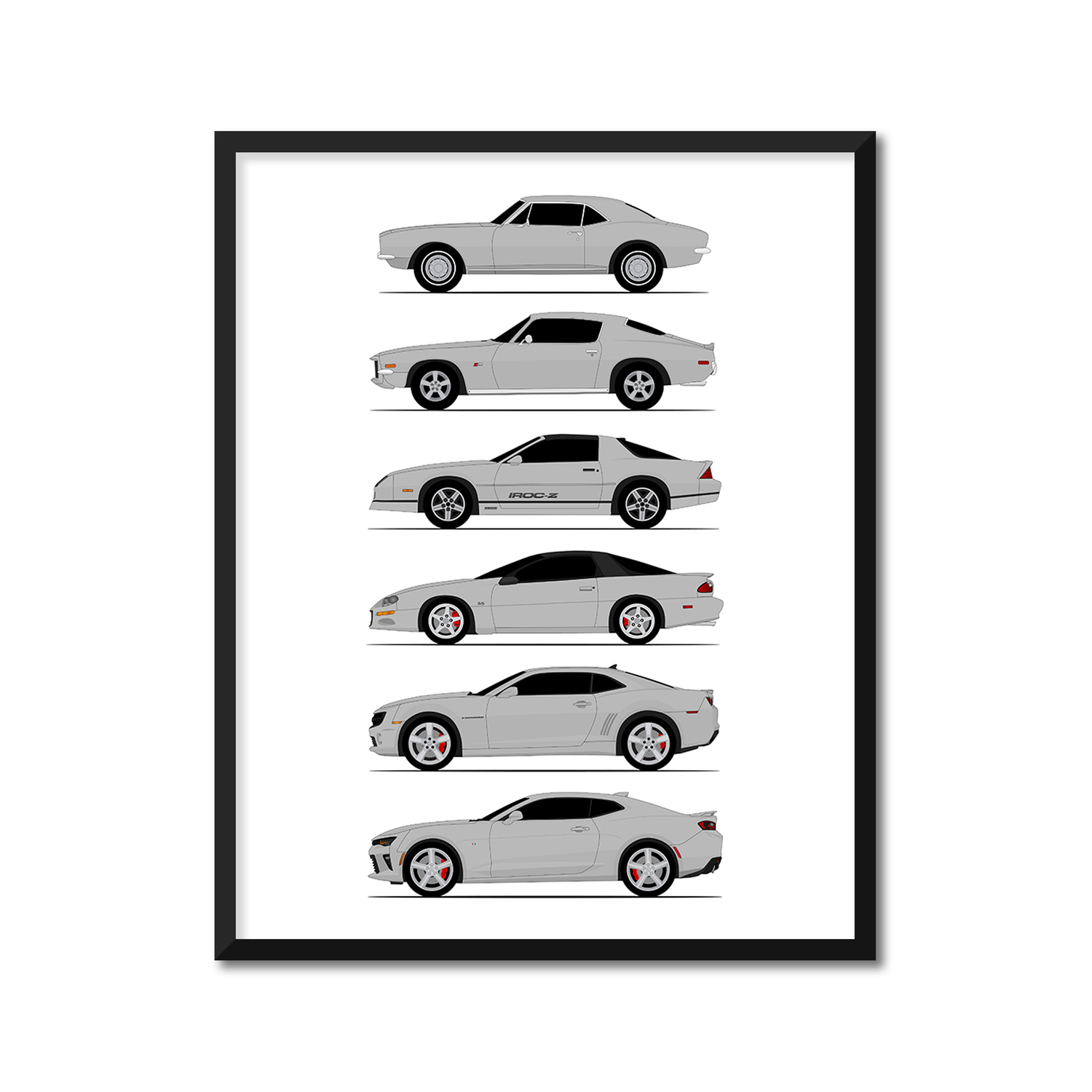 Chevy Camaro Generations (Side Profile)