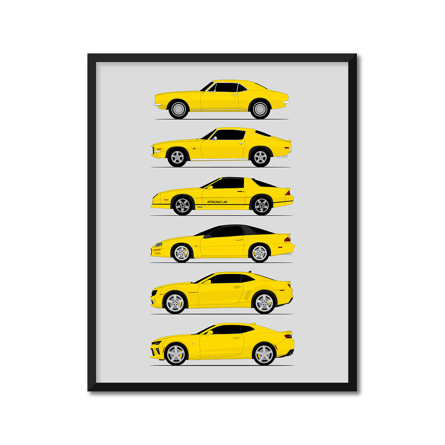 Chevy Camaro Generations (Side Profile)