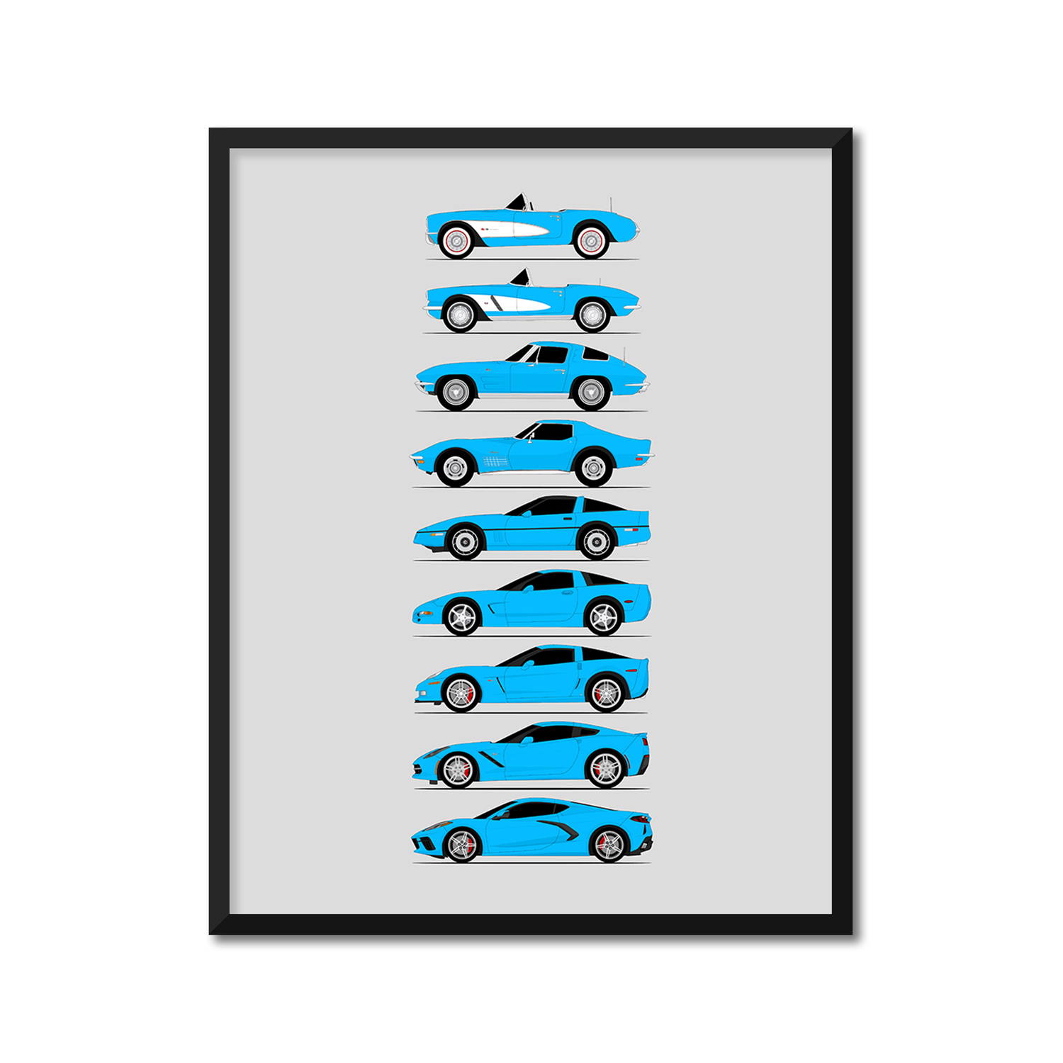 Chevy Corvette Generations (Side Profile)