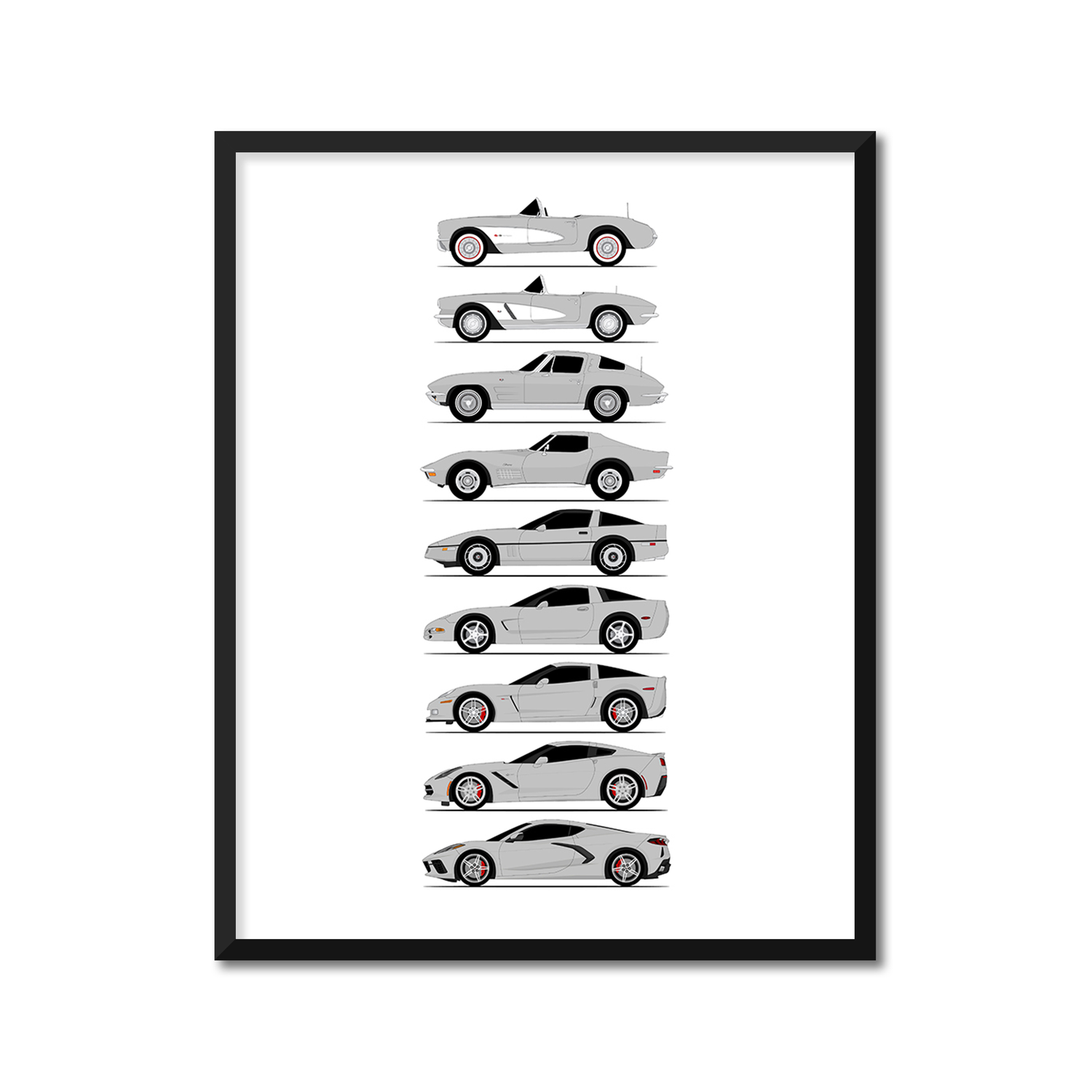 Chevy Corvette Generations (Side Profile)