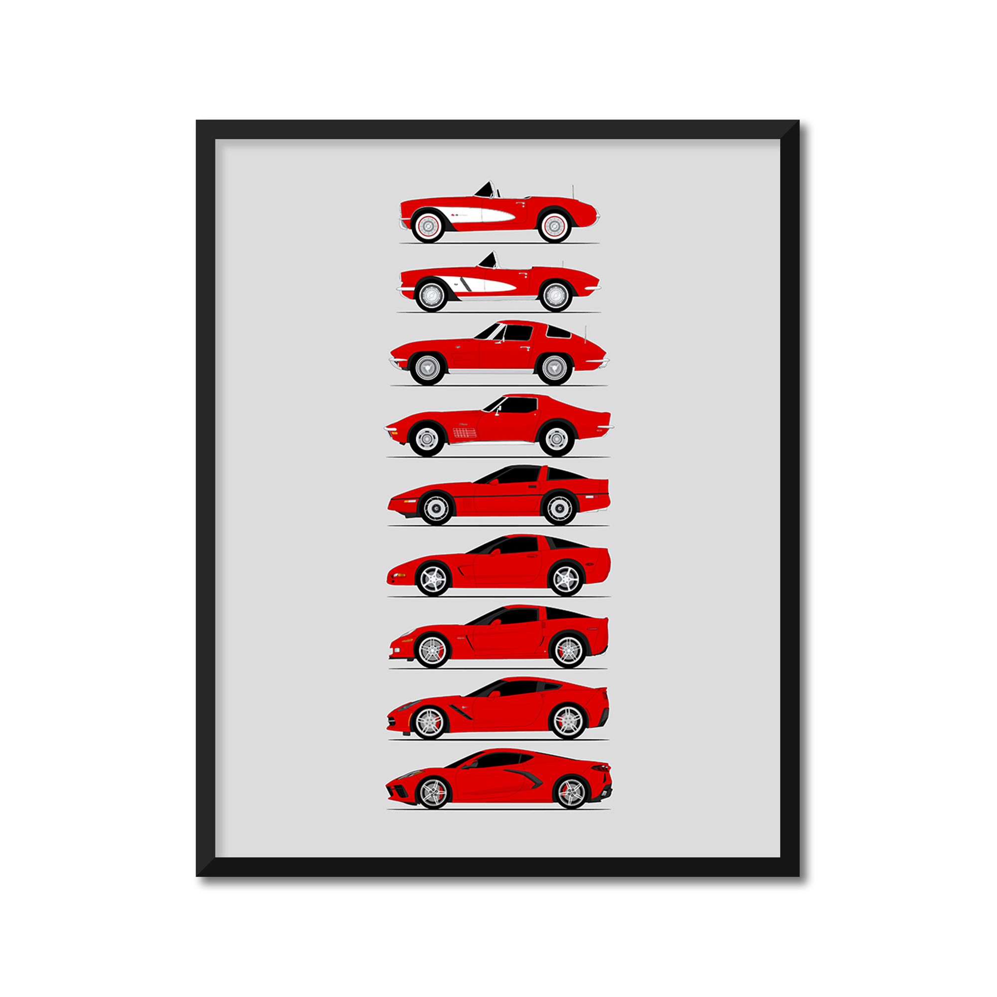 Chevy Corvette Generations (Side Profile)