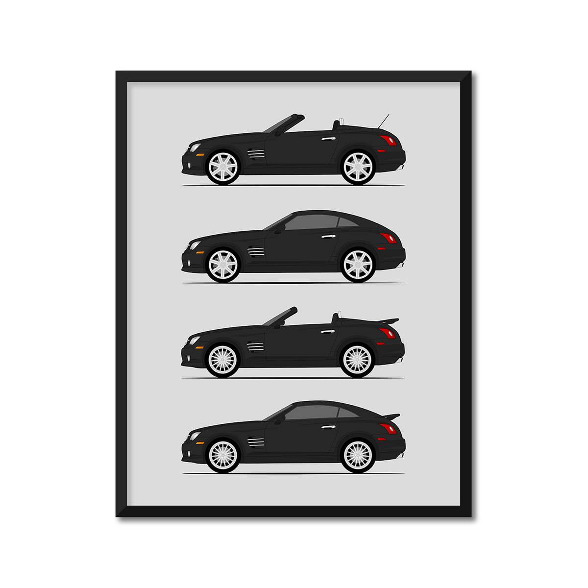 Chrysler Crossfire History and  Evolution Poster (Side Profile)