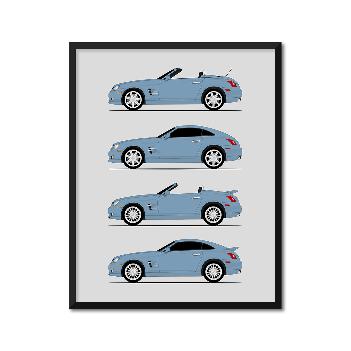 Chrysler Crossfire History and  Evolution Poster (Side Profile)