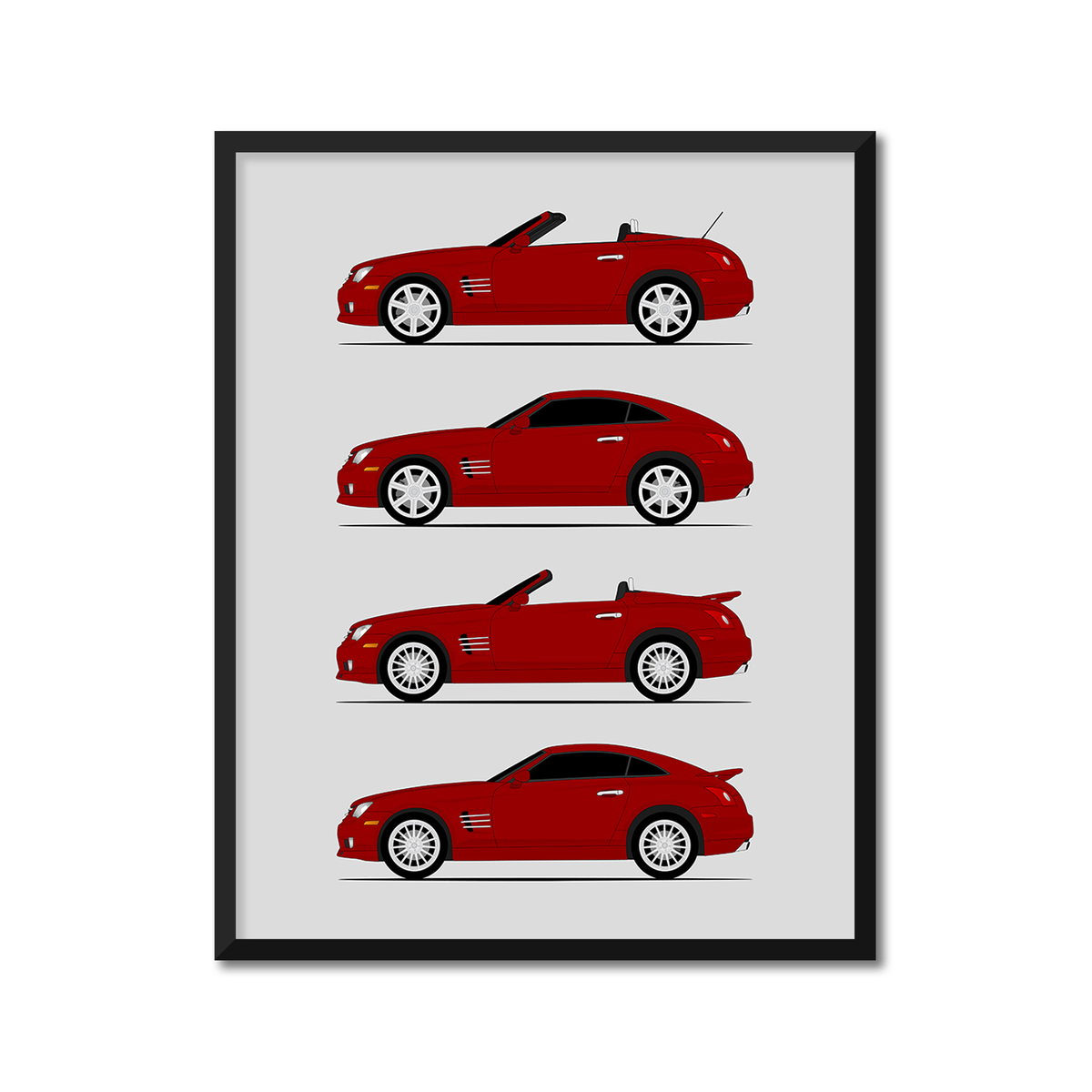 Chrysler Crossfire History and  Evolution Poster (Side Profile)
