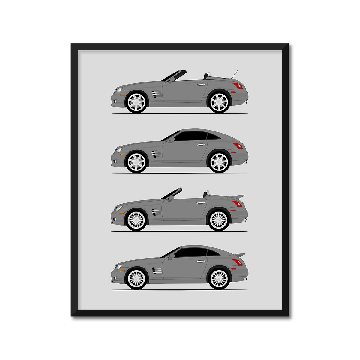 Chrysler Crossfire History and  Evolution Poster (Side Profile)
