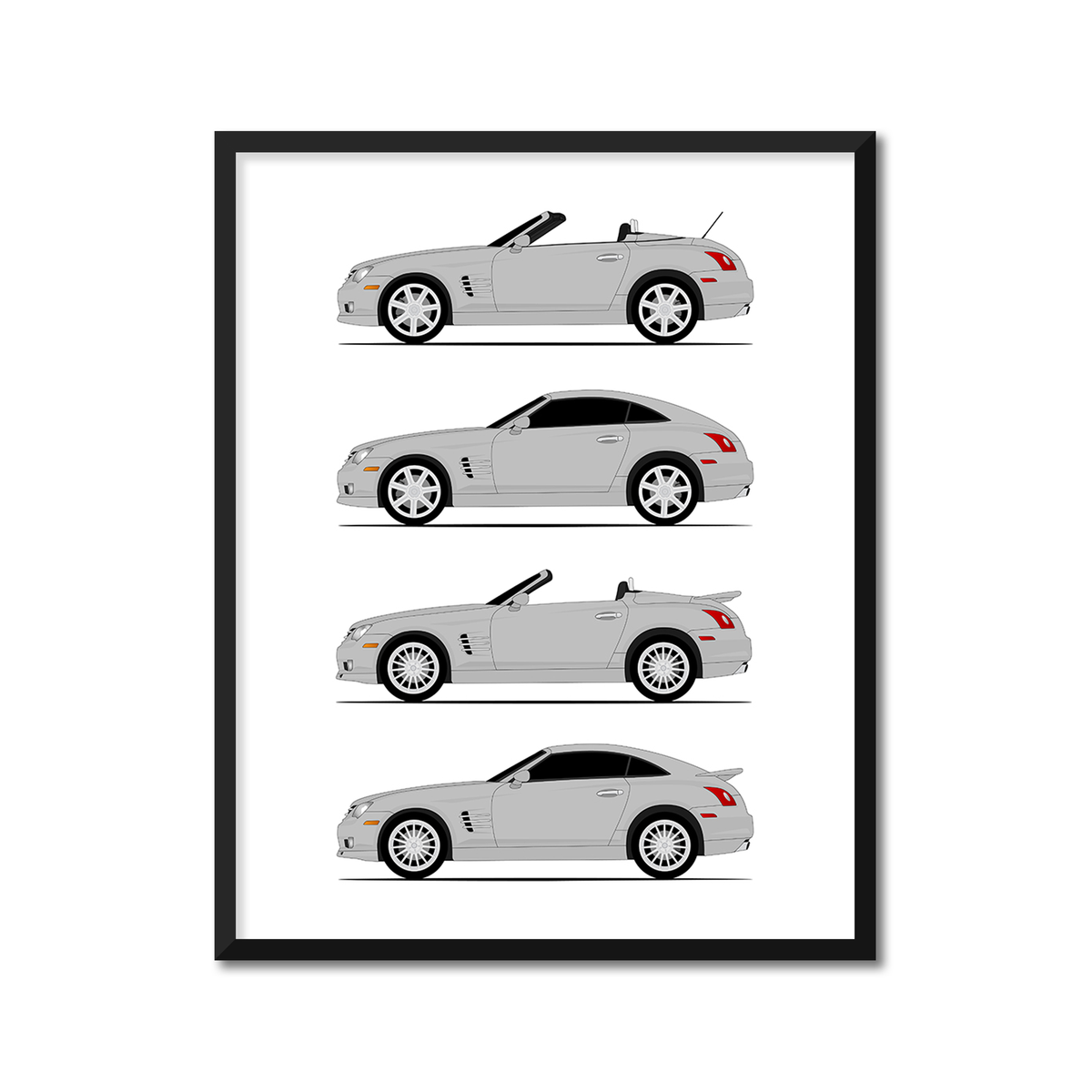 Chrysler Crossfire History and  Evolution Poster (Side Profile)