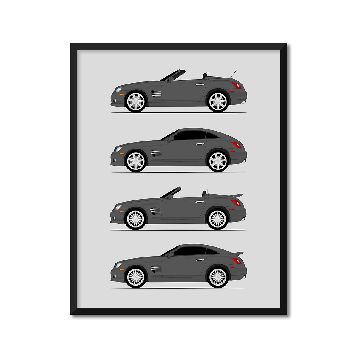 Chrysler Crossfire History and  Evolution Poster (Side Profile)