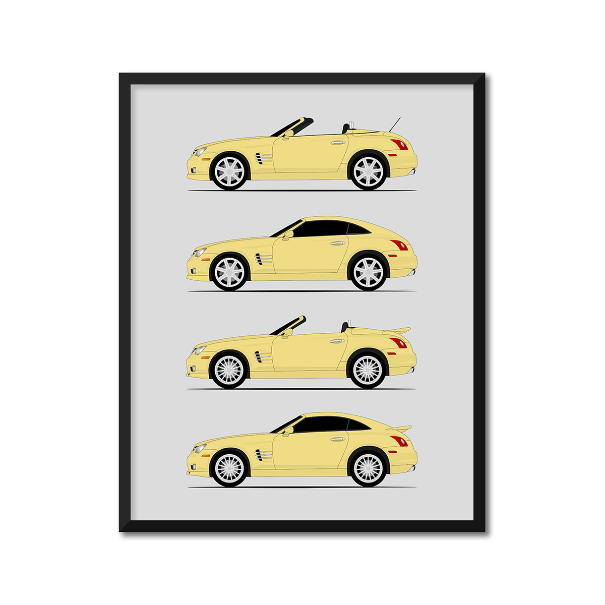 Chrysler Crossfire History and  Evolution Poster (Side Profile)