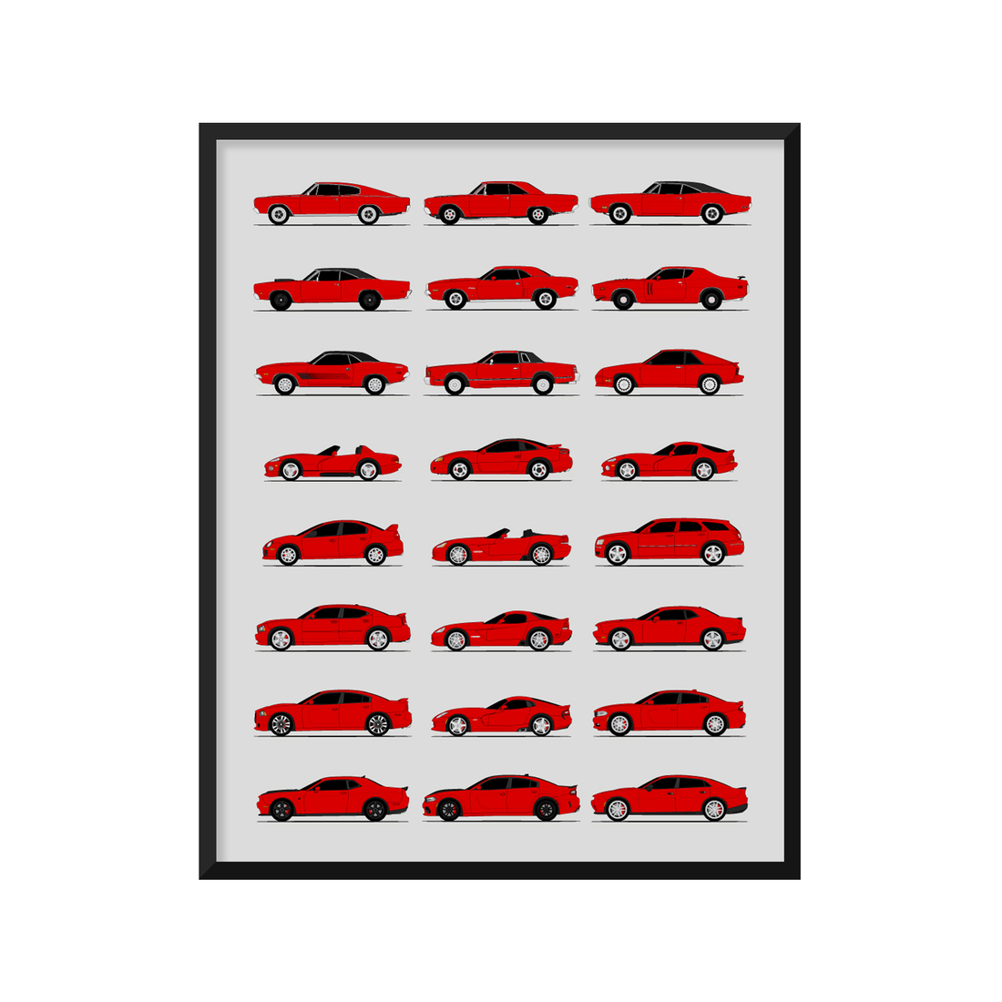 Dodge Best Generations History and Evolution Poster (Side Profile)