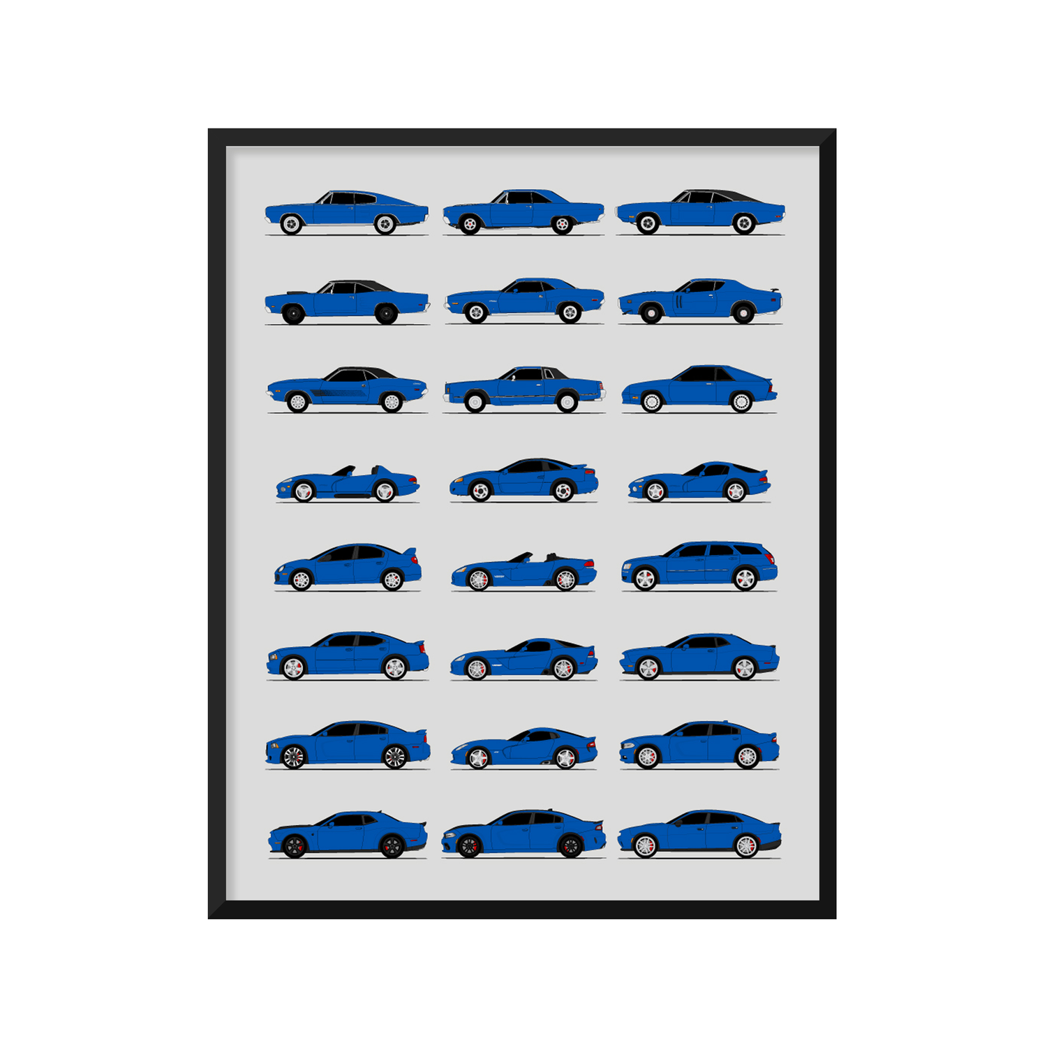 Dodge Best Generations History and Evolution Poster (Side Profile)