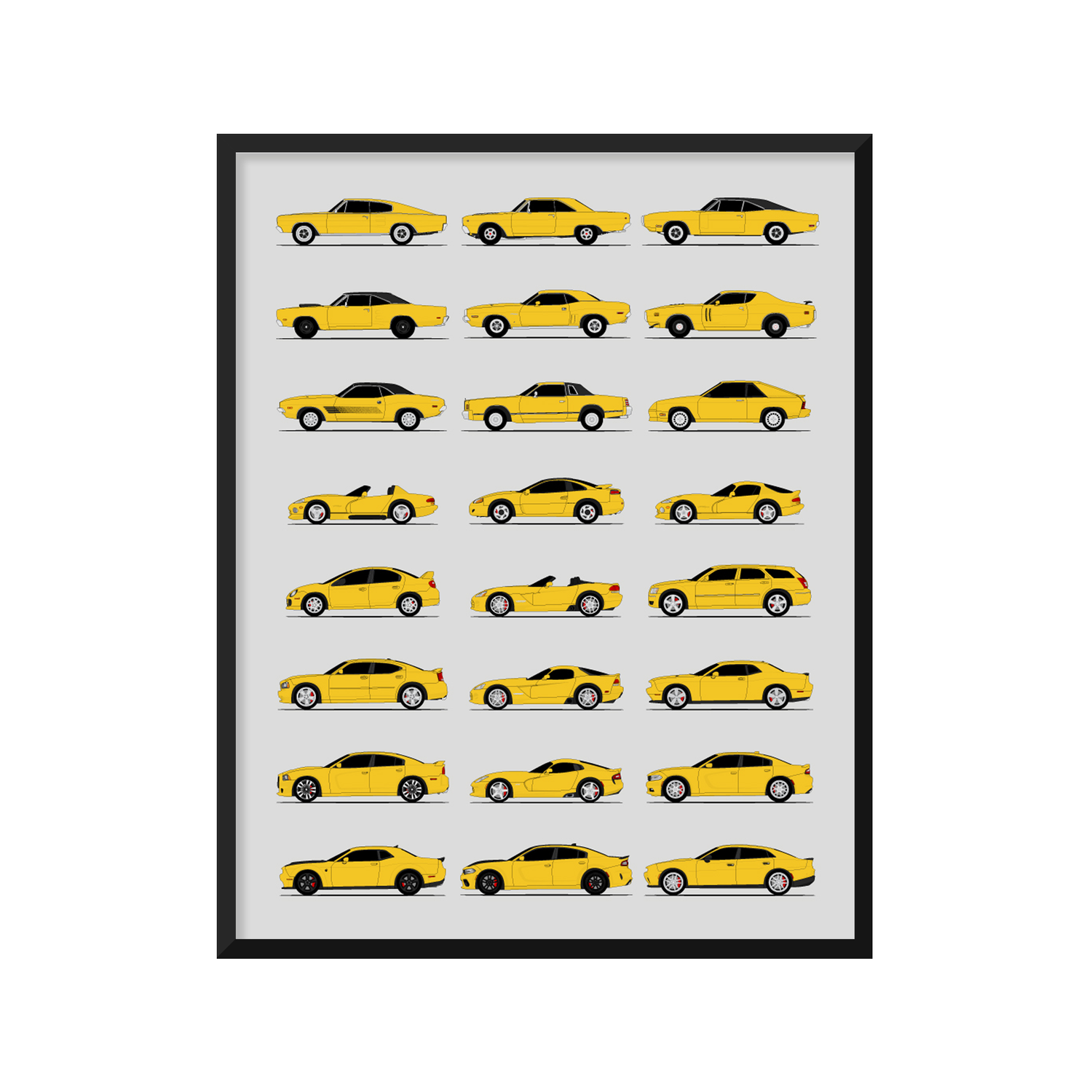 Dodge Best Generations History and Evolution Poster (Side Profile)