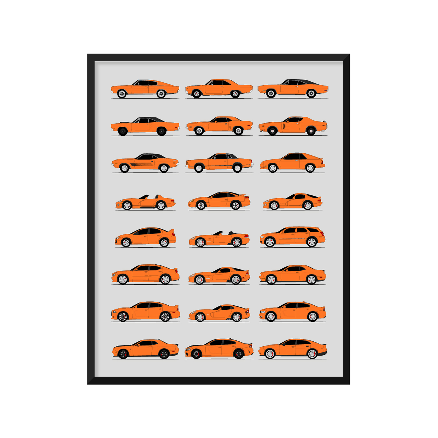 Dodge Best Generations History and Evolution Poster (Side Profile)