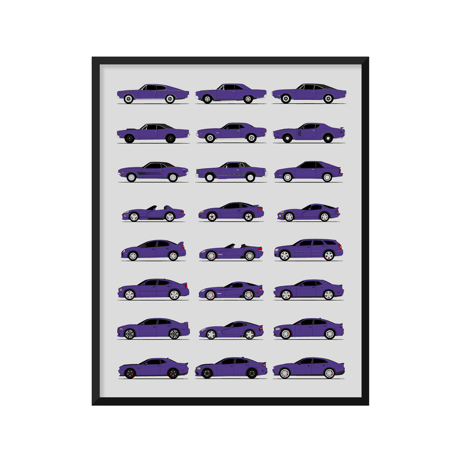 Dodge Best Generations History and Evolution Poster (Side Profile)