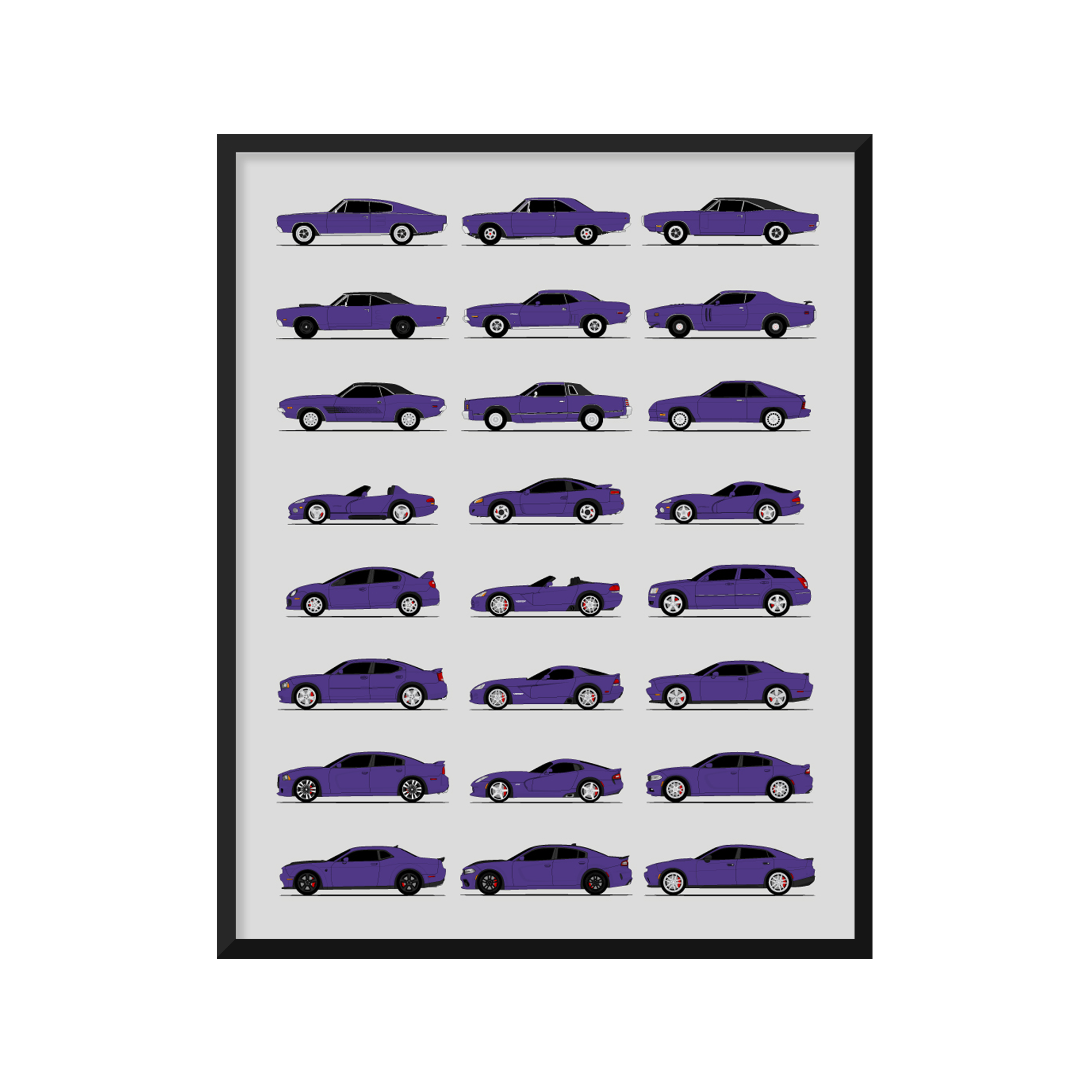 Dodge Best Generations History and Evolution Poster (Side Profile)
