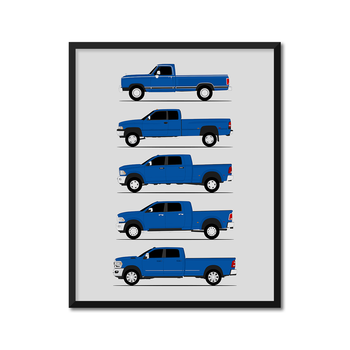Dodge 3500 Generations History and Evolution Poster (Side Profile ...