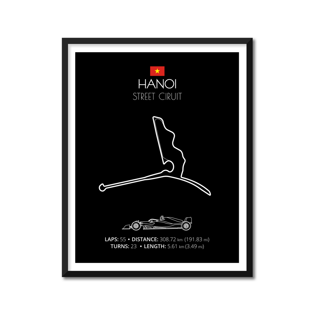 Hanoi Street Circuit (Vietnam) F1 Formula 1 Race Track Poster