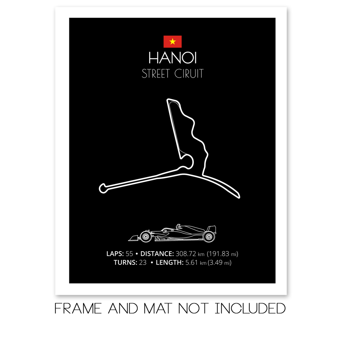 Hanoi Street Circuit (Vietnam) F1 Formula 1 Race Track Poster