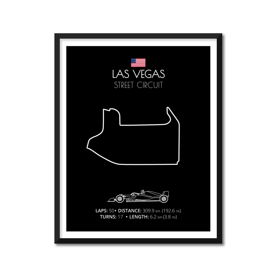 Las Vegas Street Circuit (USA) F1 Formula 1 Race Track Poster