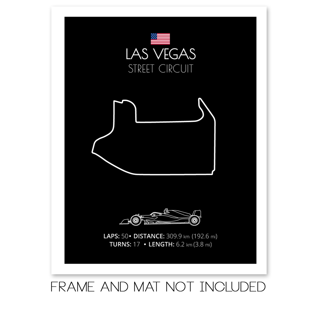 Las Vegas Street Circuit (USA) F1 Formula 1 Race Track Poster