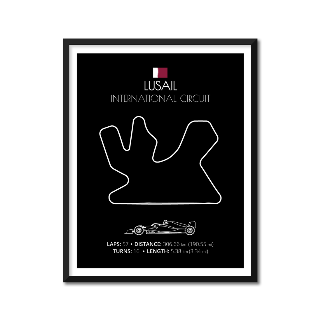 Lusail International Circuit (Qatar) F1 Formula 1 Race Track Poster