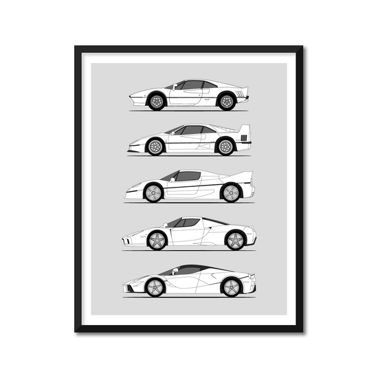 Ferrari Halo Generations History and Evolution Poster (Side Profile)