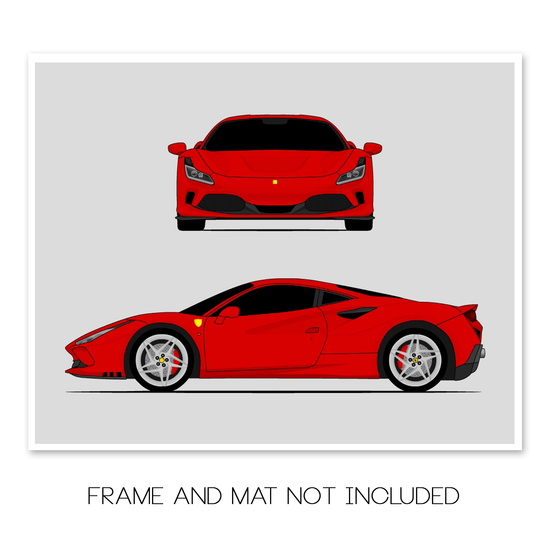Ferrari F8 Tributo (2019-Present) (Front and Side) Poster