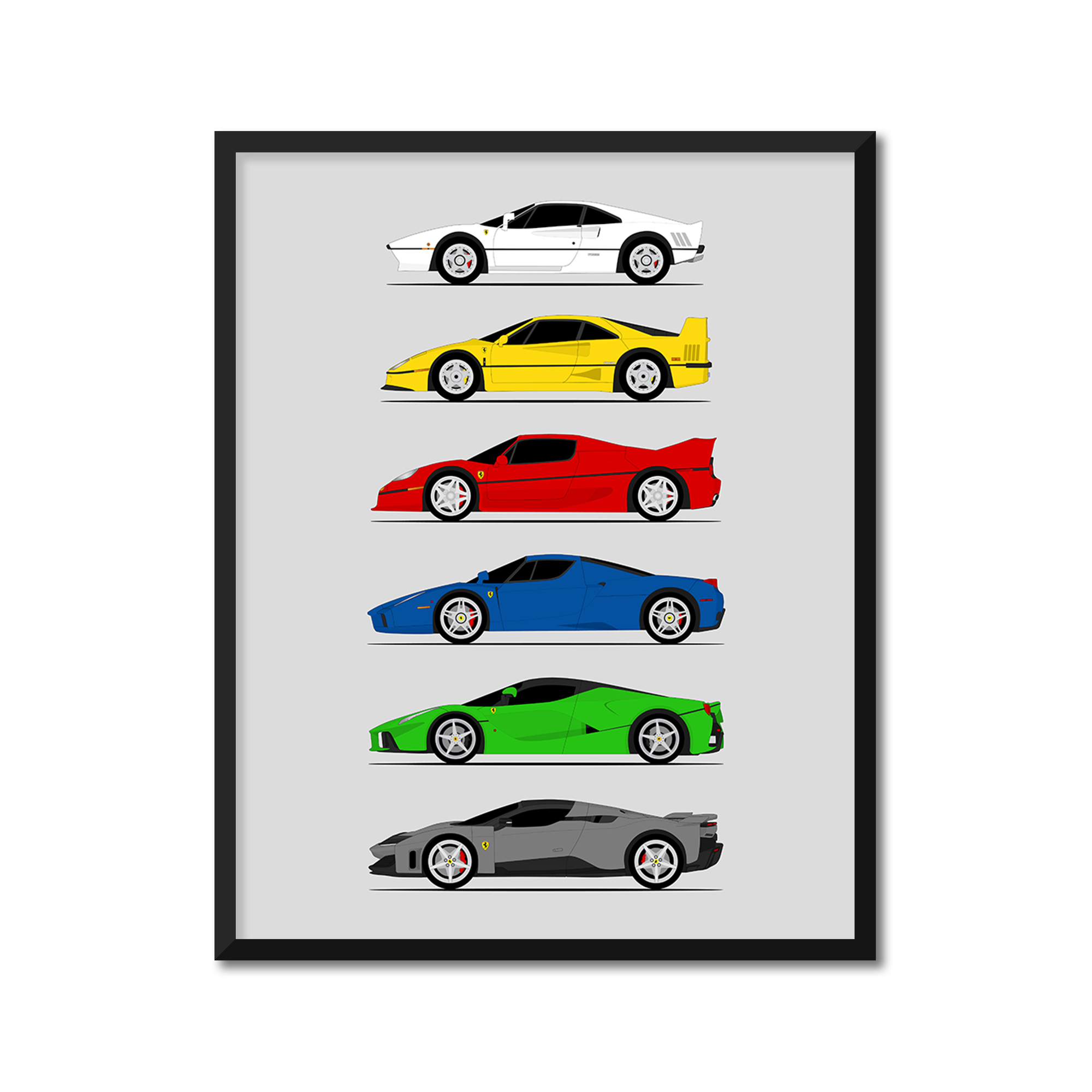 Ferrari Halo Generations History and Evolution Poster (Side Profile)