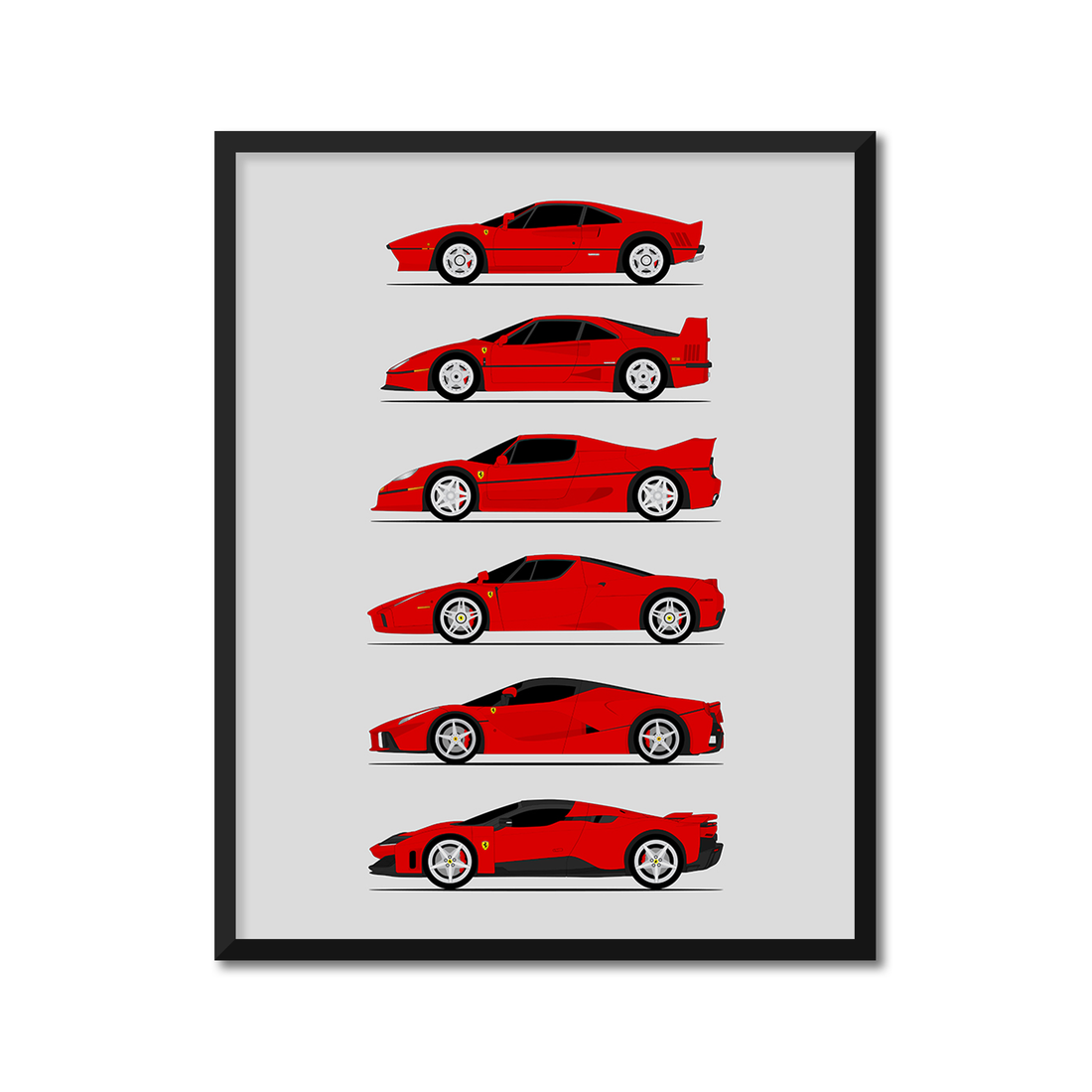 Ferrari Halo Generations History and Evolution Poster (Side Profile)