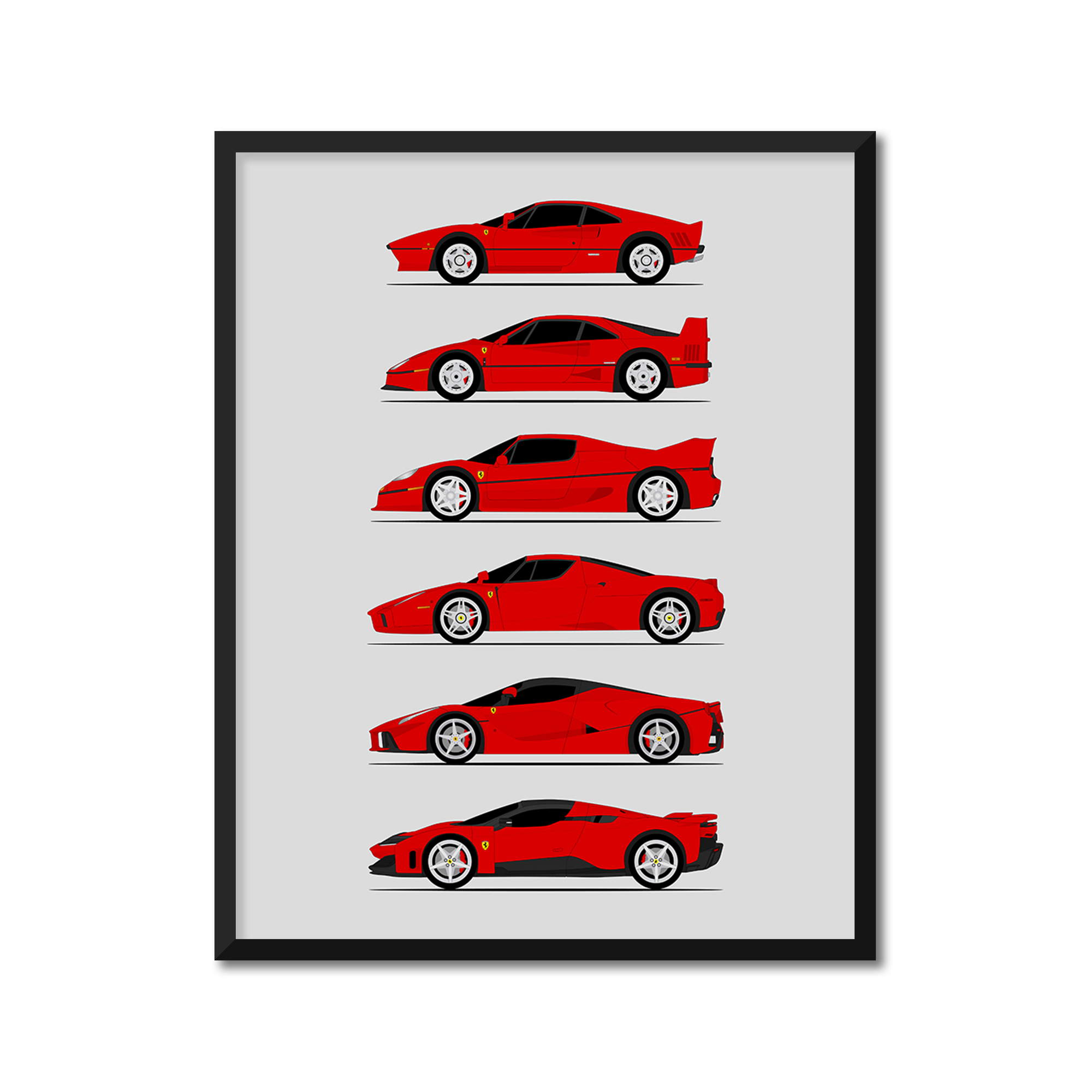 Ferrari Halo Generations History and Evolution Poster (Side Profile)
