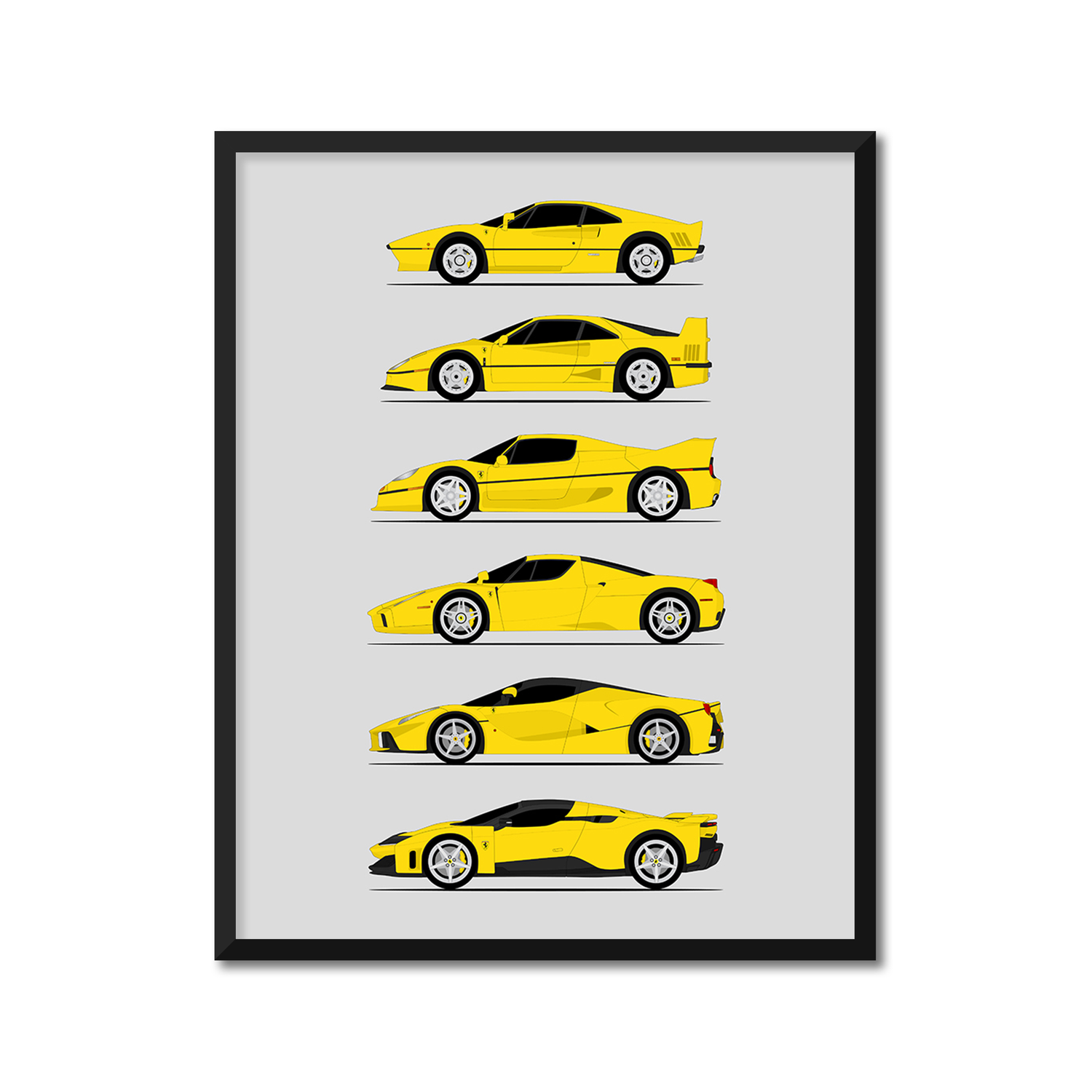 Ferrari Halo Generations History and Evolution Poster (Side Profile)