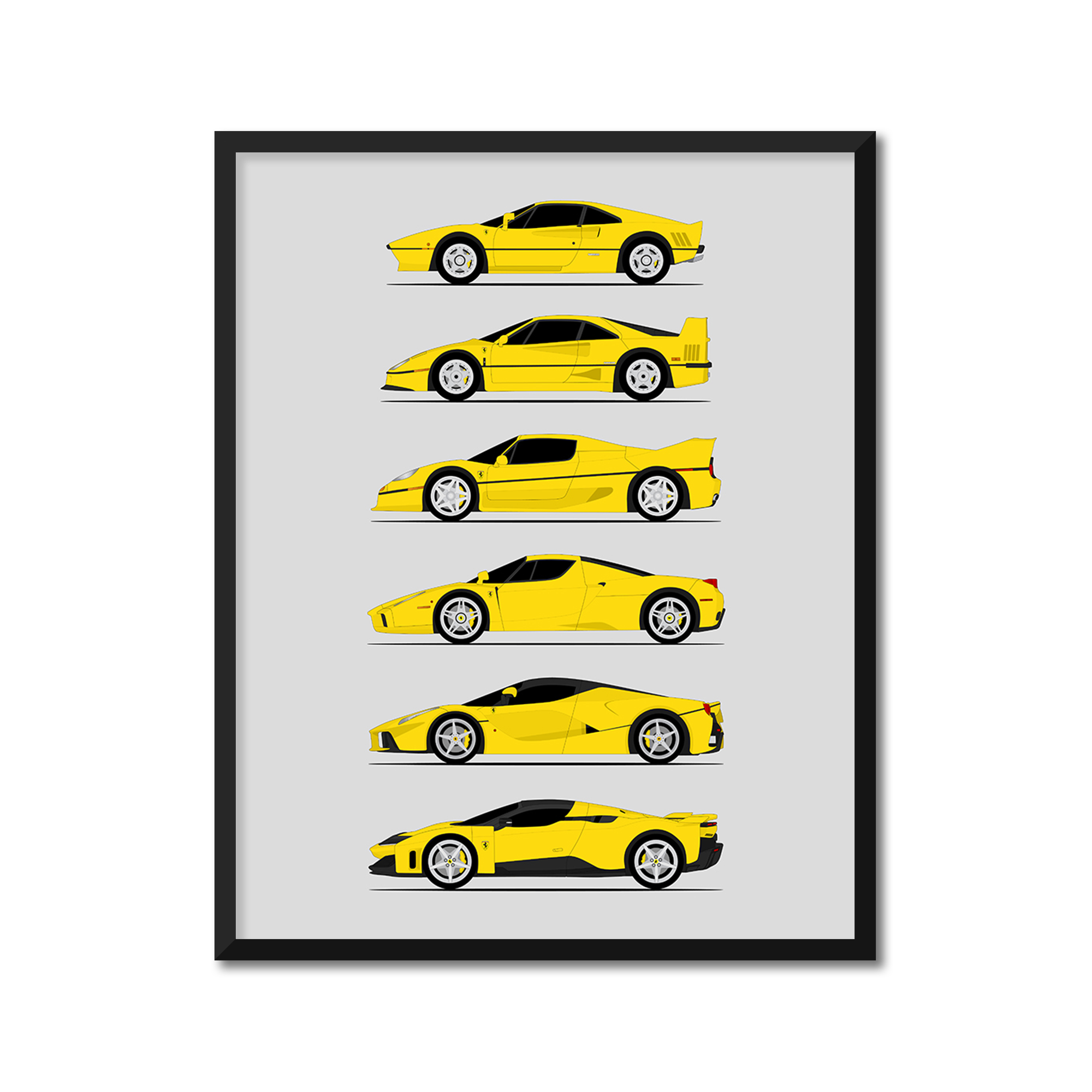 Ferrari Halo Generations History and Evolution Poster (Side Profile)