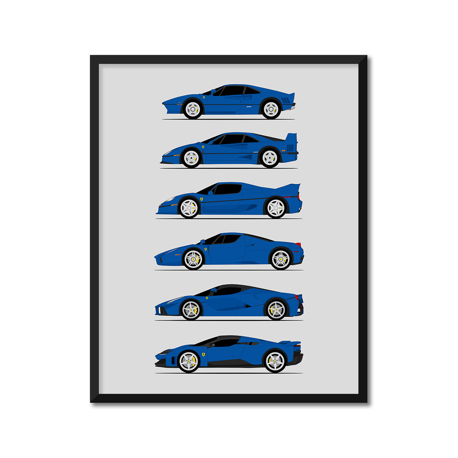 Ferrari Halo Generations History and Evolution Poster (Side Profile)