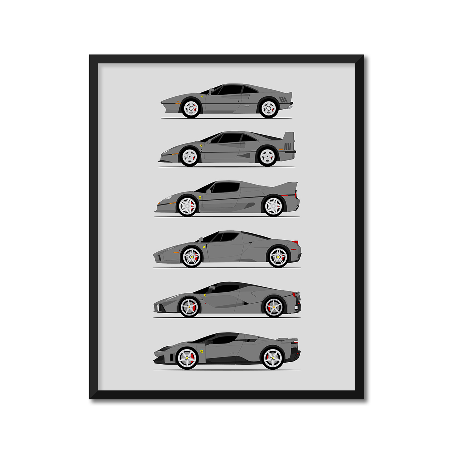 Ferrari Halo Generations History and Evolution Poster (Side Profile)