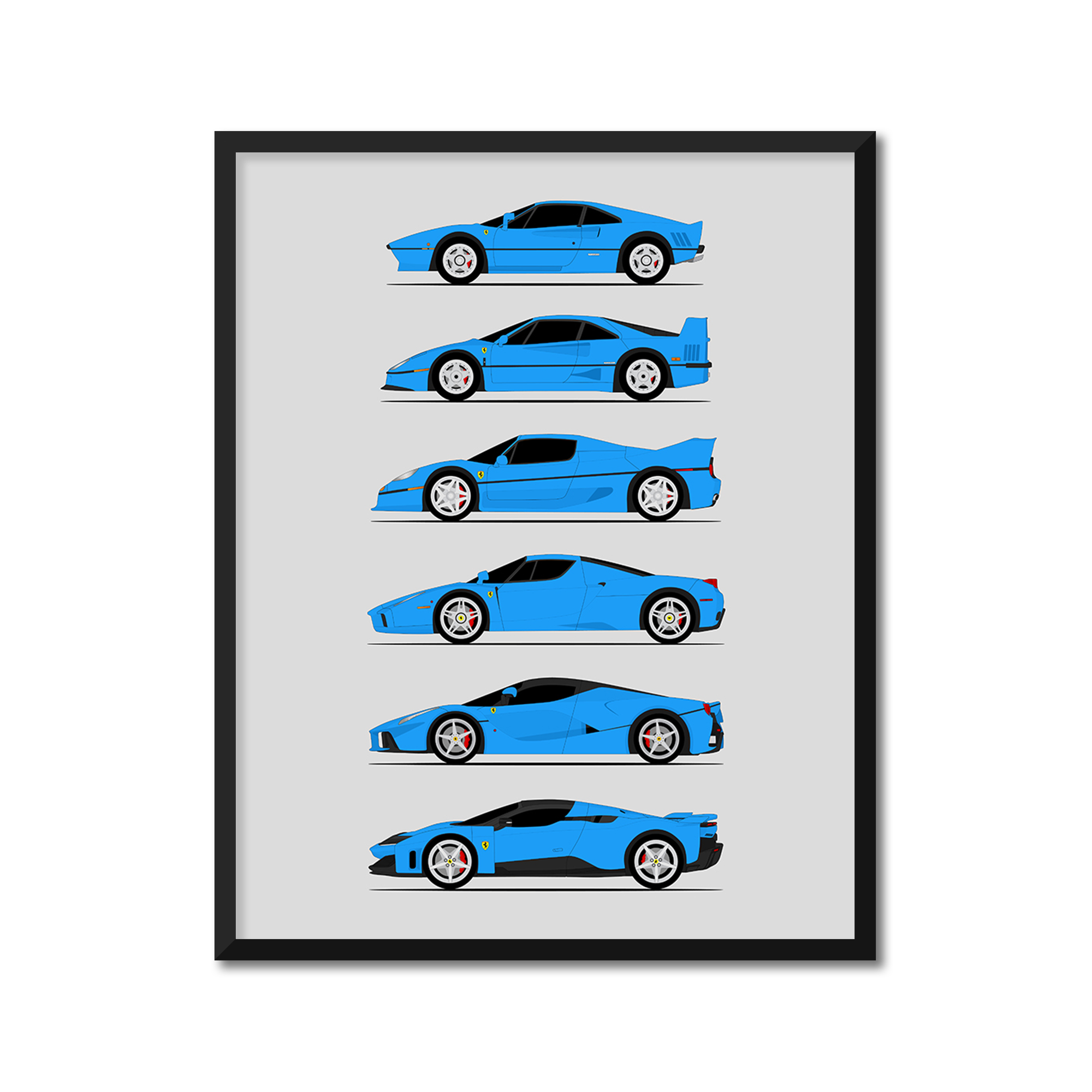 Ferrari Halo Generations History and Evolution Poster (Side Profile)